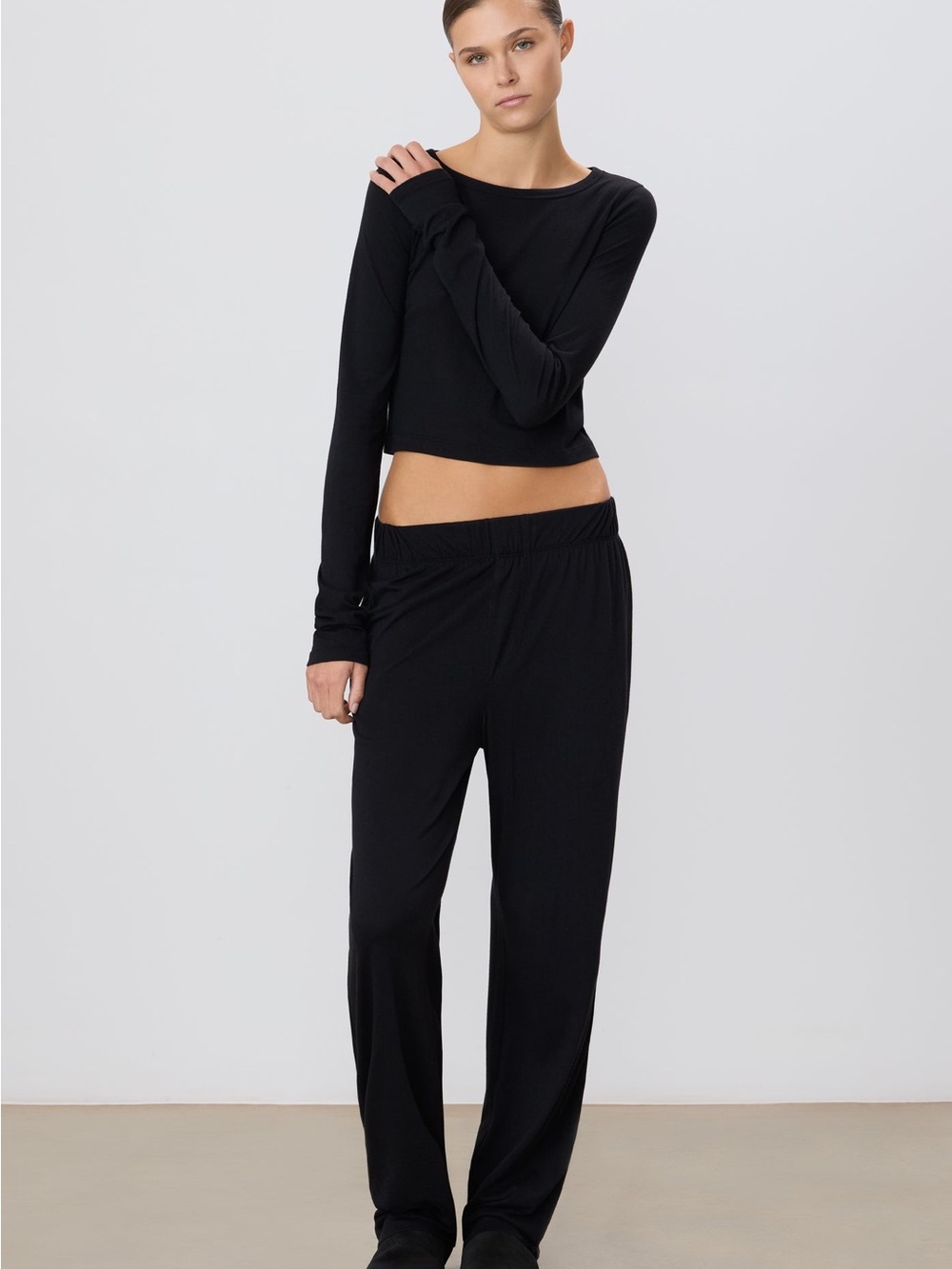 ÉTERNE Black Cotton Modal Relaxed Pants – Women’s XS – Made in USA
